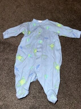 Vinty CARTERS Light Blue Frog-Print Infant One-Piece Footed Sleeper